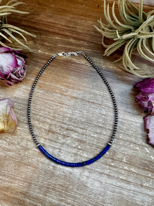 Lapis & Sterling Silver Pearl Choker