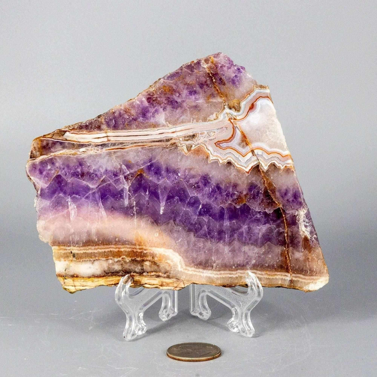 Amethyst Laced Agate Crystal Slab Purple Banded Stone