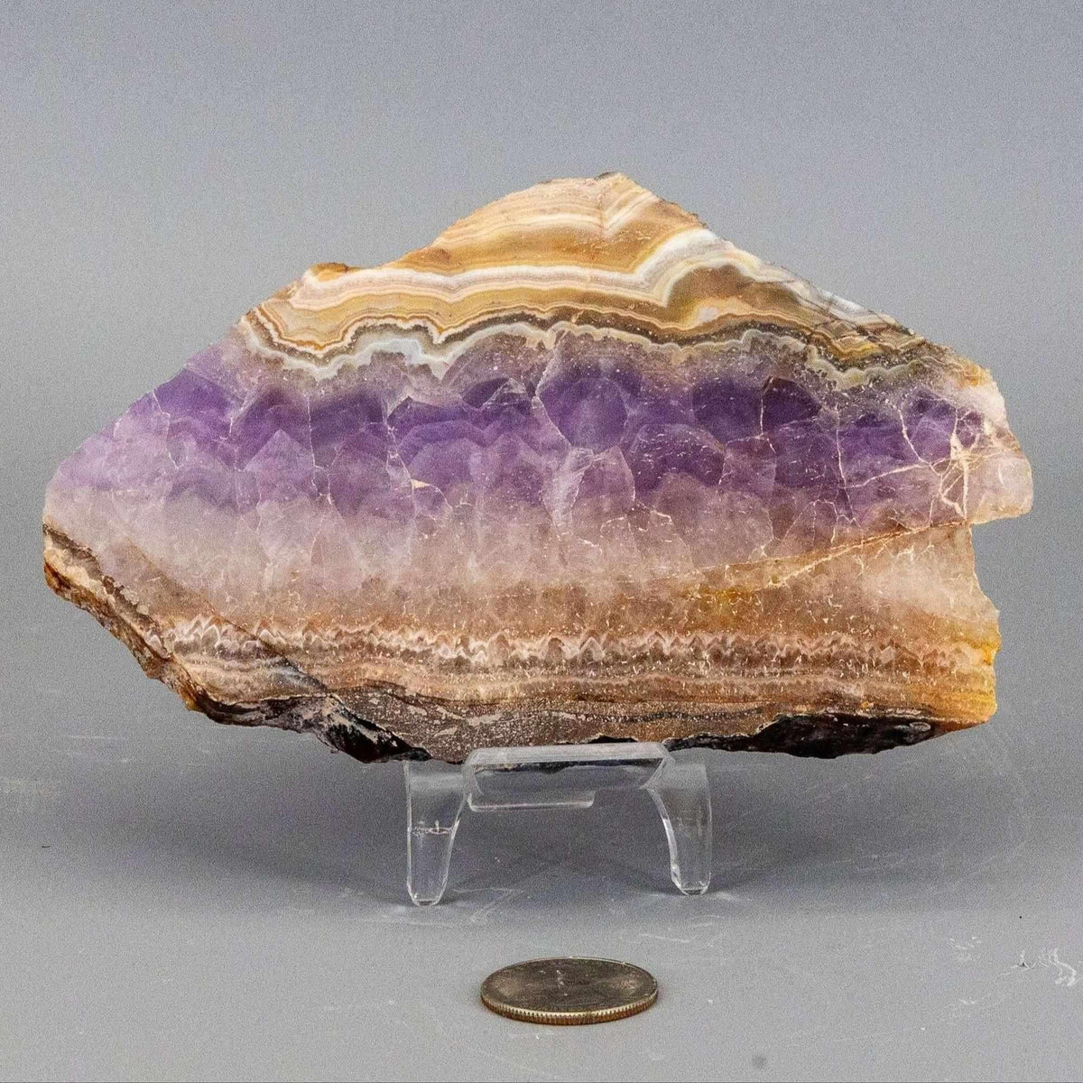 Amethyst Laced Agate Crystal Slab Purple Banded Stone