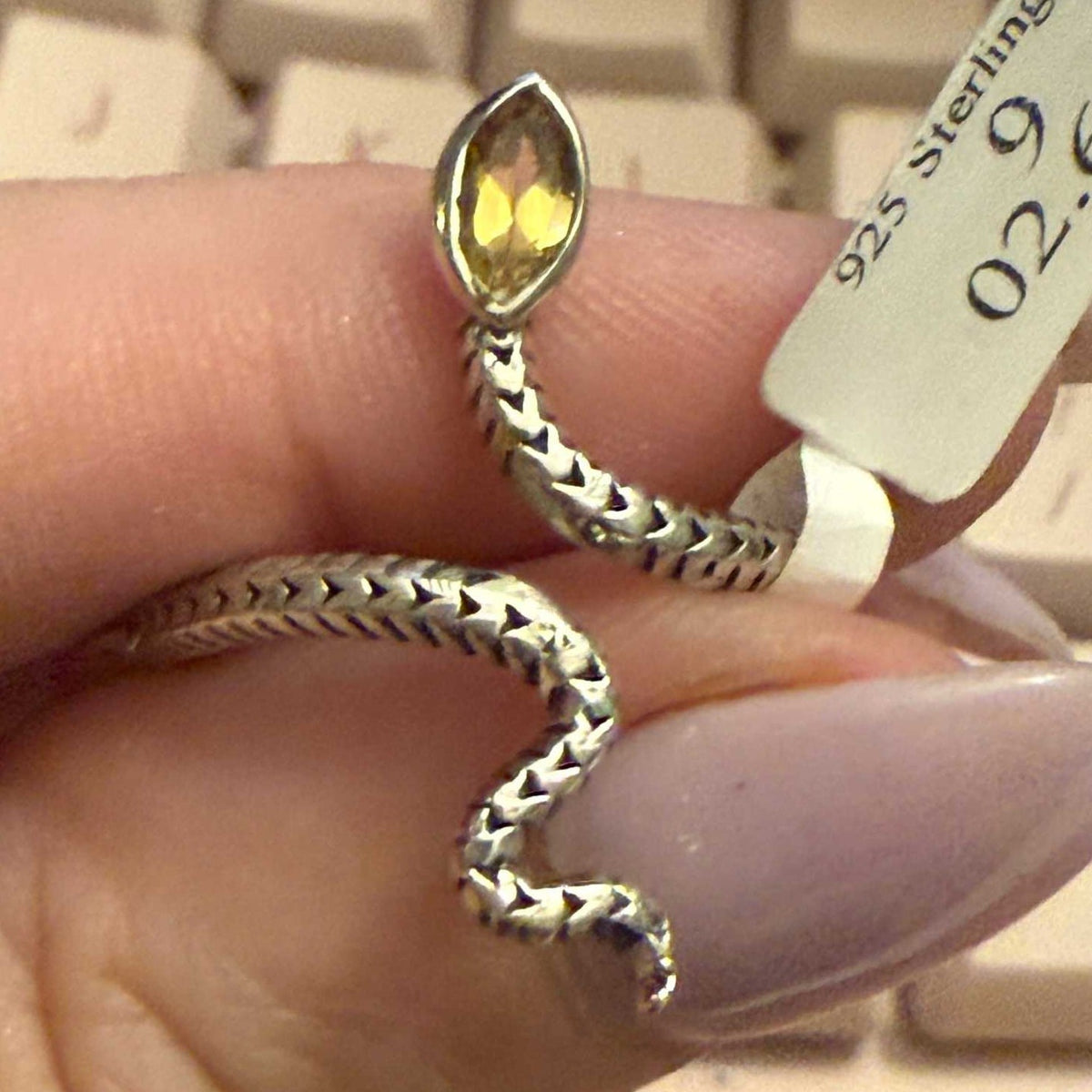Gemstone Snake Ring  - Sterling Silver or Gold Vermeil