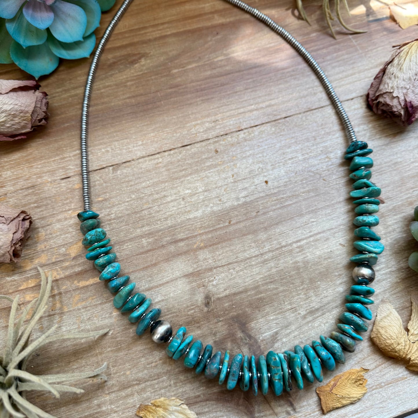 26 inch Graduated Blue Turquoise Statement Necklace