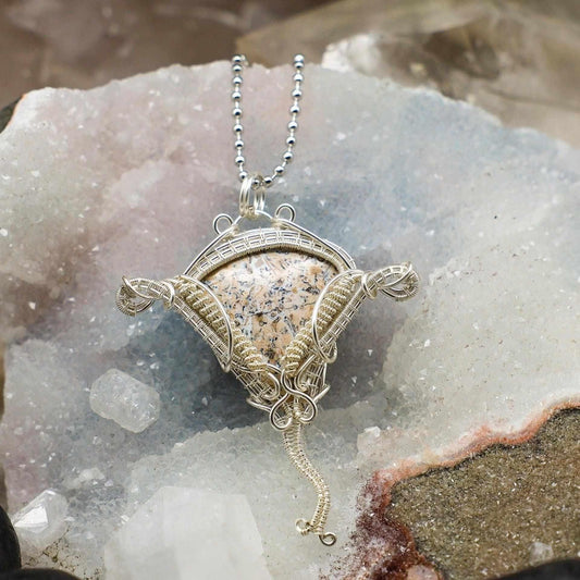 Dendritic Jasper Elephant Wire Wrap Pendant
