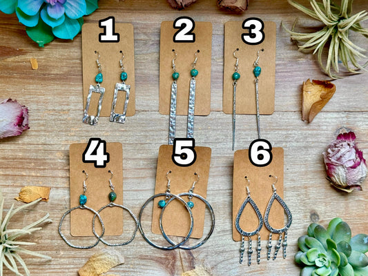 earrings - real turquoise - not sterling