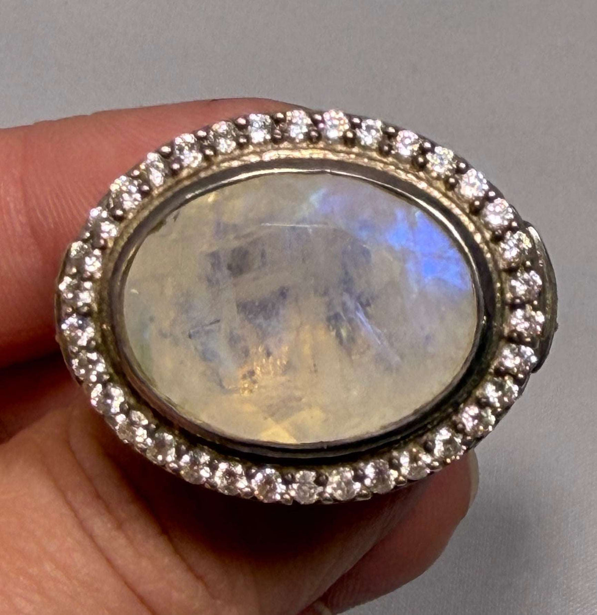 Rainbow Moonstone Ring - Size 8 - Golden Power