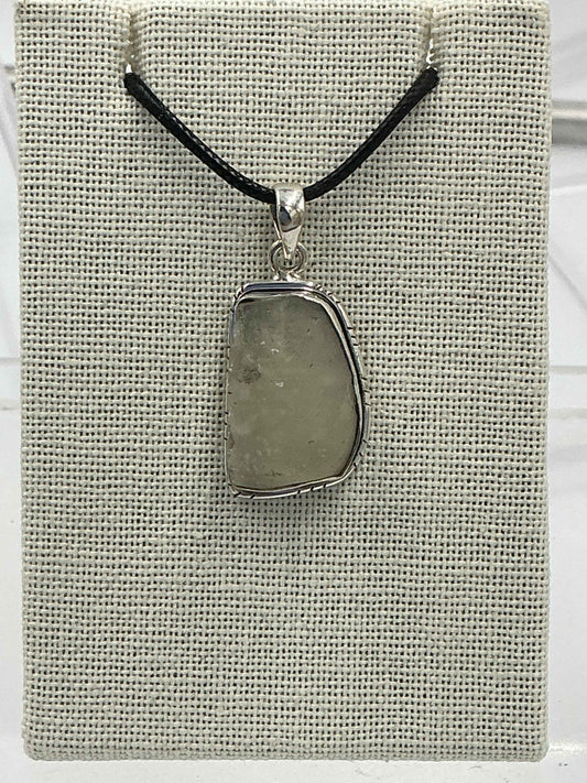 Sterling Silver Lined Bezel Libyan Desert Glass  Pendant