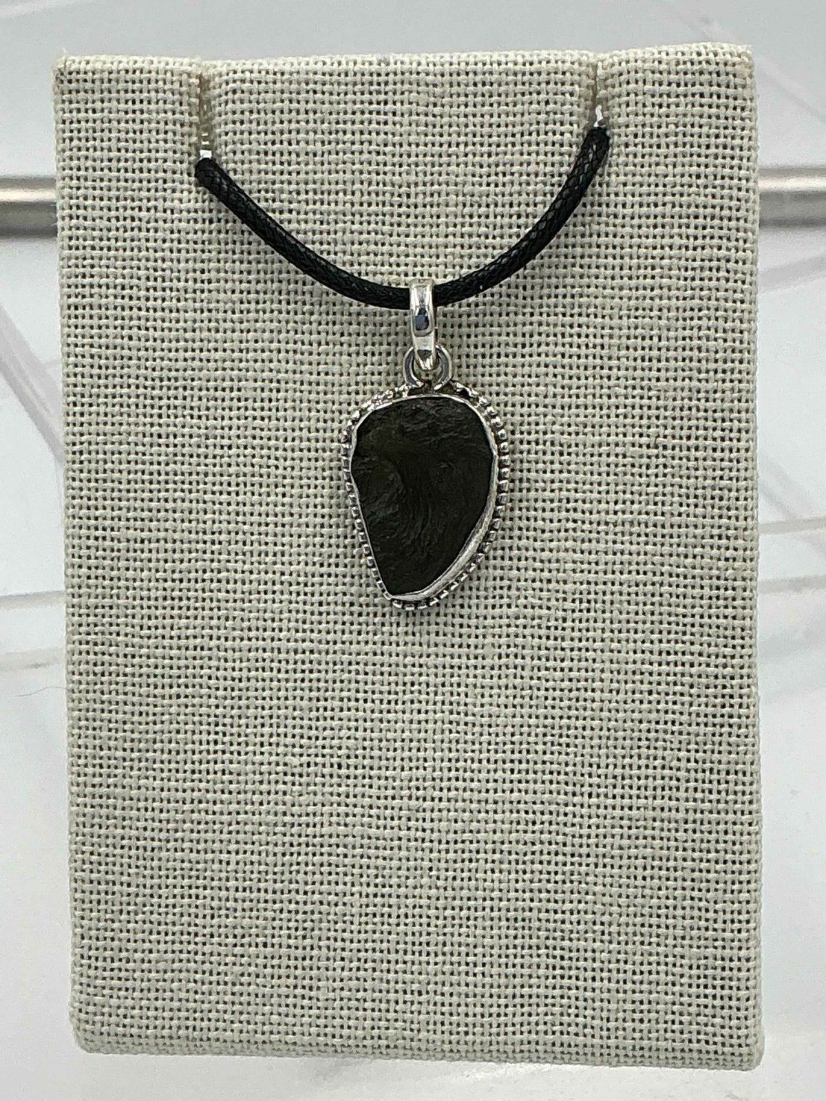Sterling Silver Studded Bezel Moldavite Pendant
