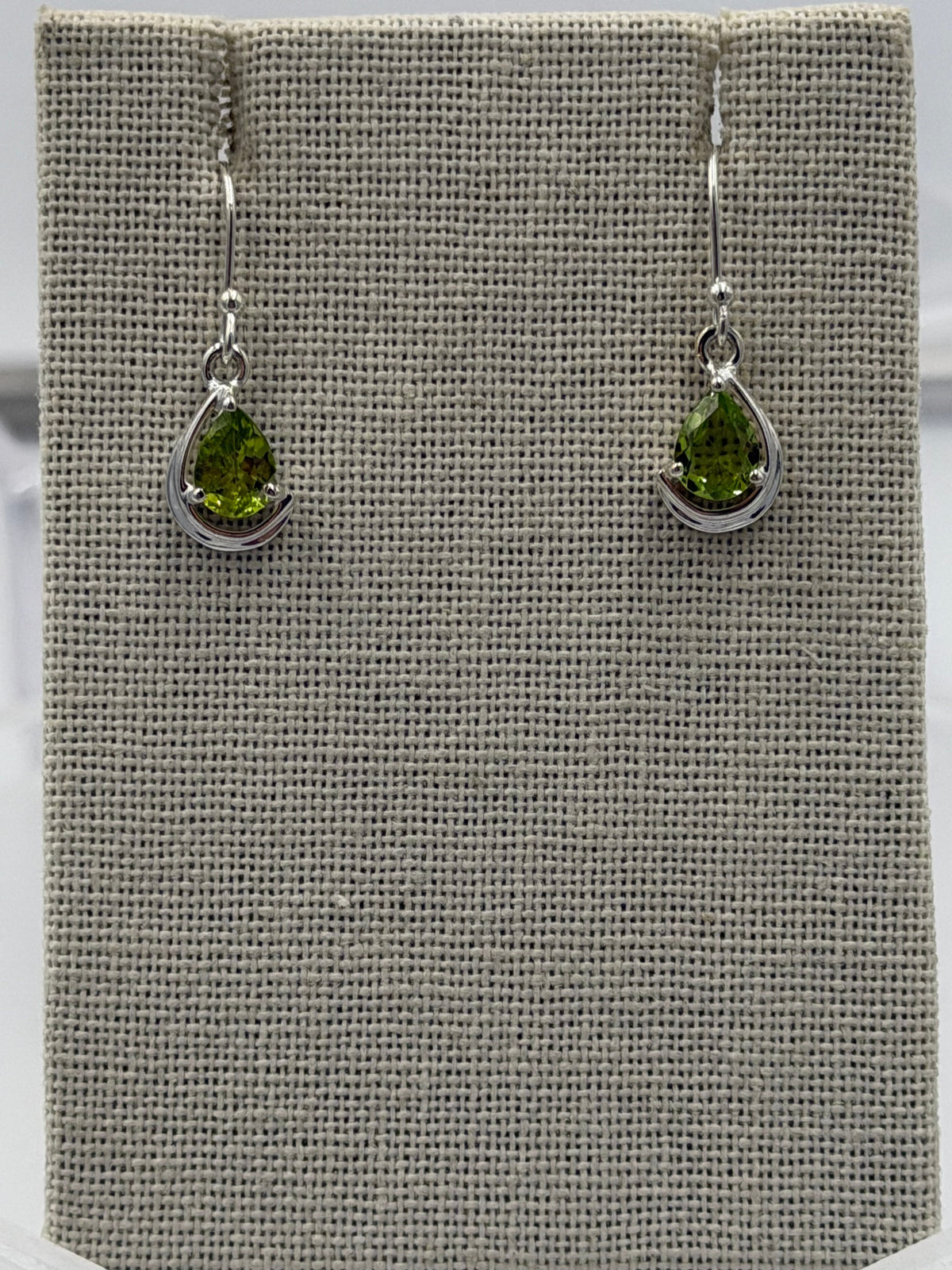Sterling Silver Teardrop Peridot Dangle Earrings