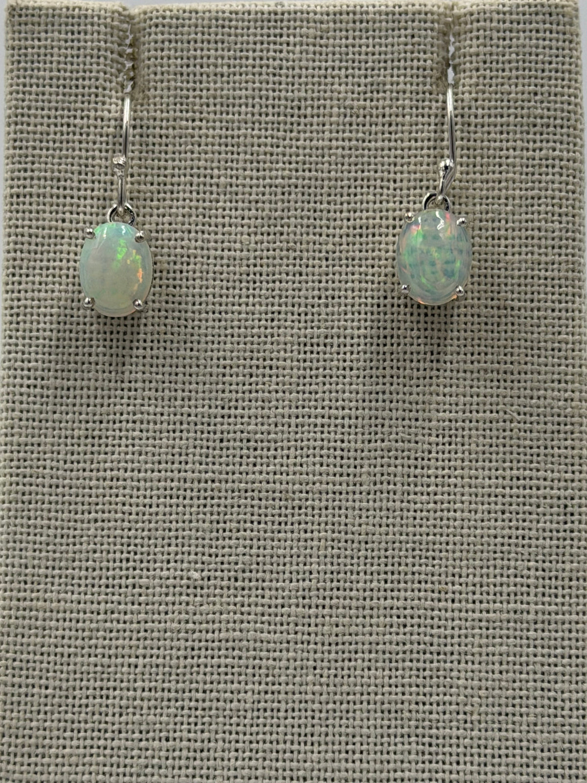 Sterling Silver Oval Ethiopian Opal Dangle Earrings Size 3