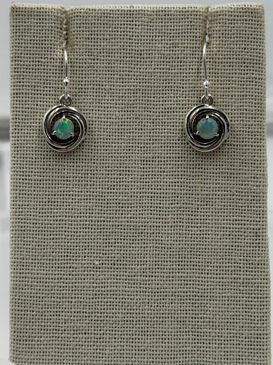 Sterling Silver Swirl Ethiopian Opal Dangle Earrings