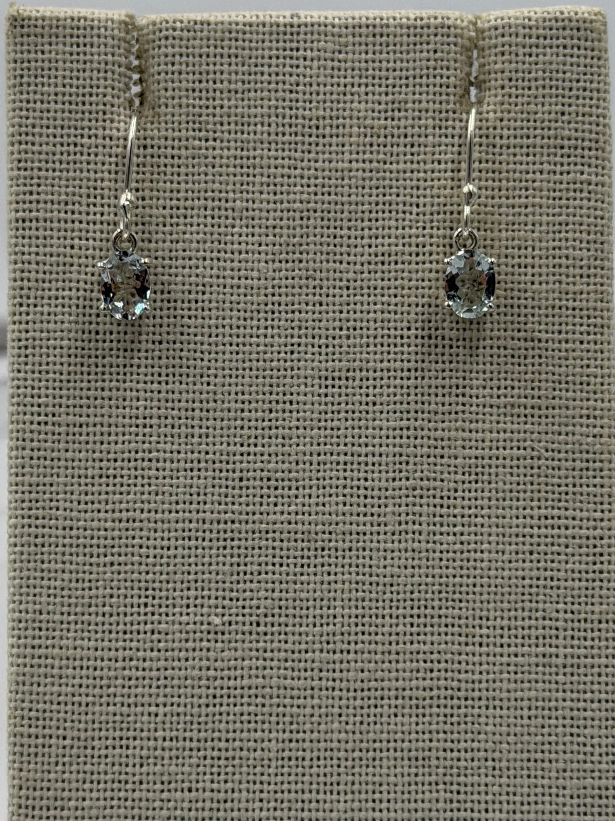 Sterling Silver Oval Aquamarine Dangle Earrings Size 1