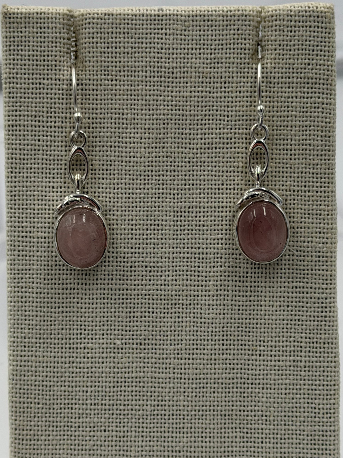 Sterling Silver Rose Single Chain Quartz Dangle Earrings