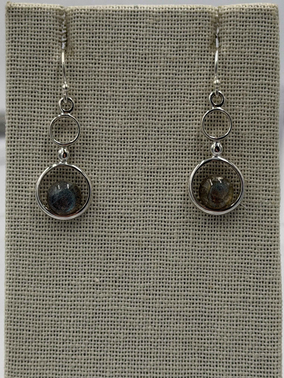 Sterling Silver Double Bubble Labradorite Dangle Earrings