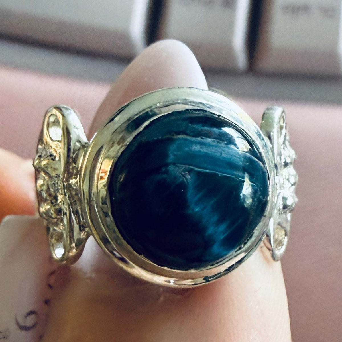 Pietersite Ornate Winged Ring – Sterling Silver – Size 6