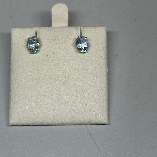 Aquamarine Oval Post Earrings – Sterling Silver