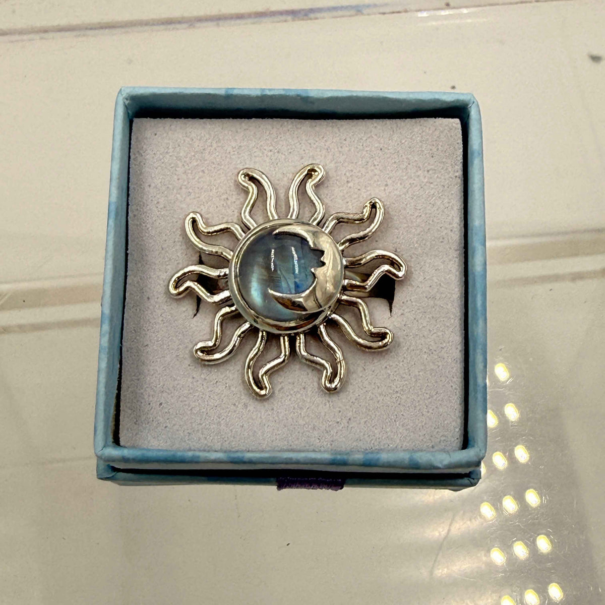 Sterling Silver Sun & Moon Moonstone Ring - Size 10 - Intuitive, Balance & Serenity