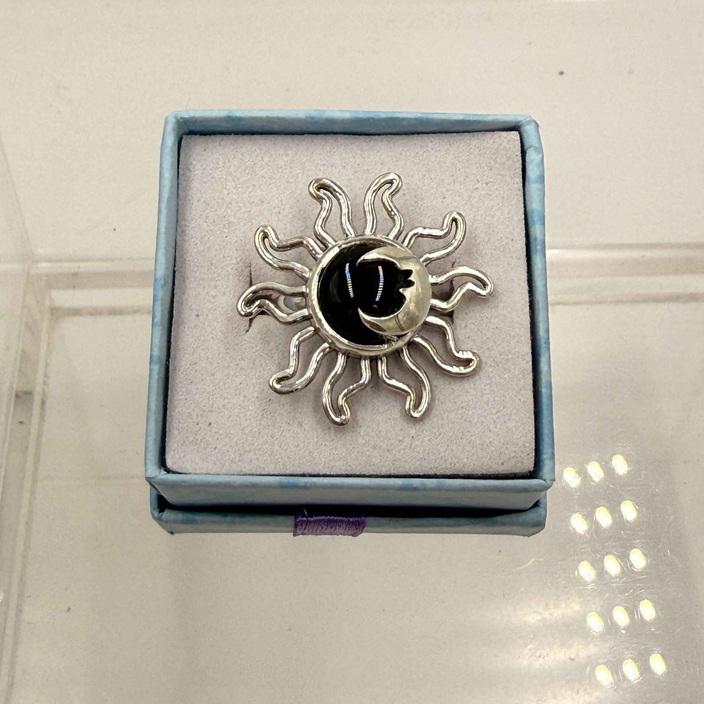 Sterling Silver Sun & Moon Black Onyx  Ring - Protection, Grounding & Stabilizing