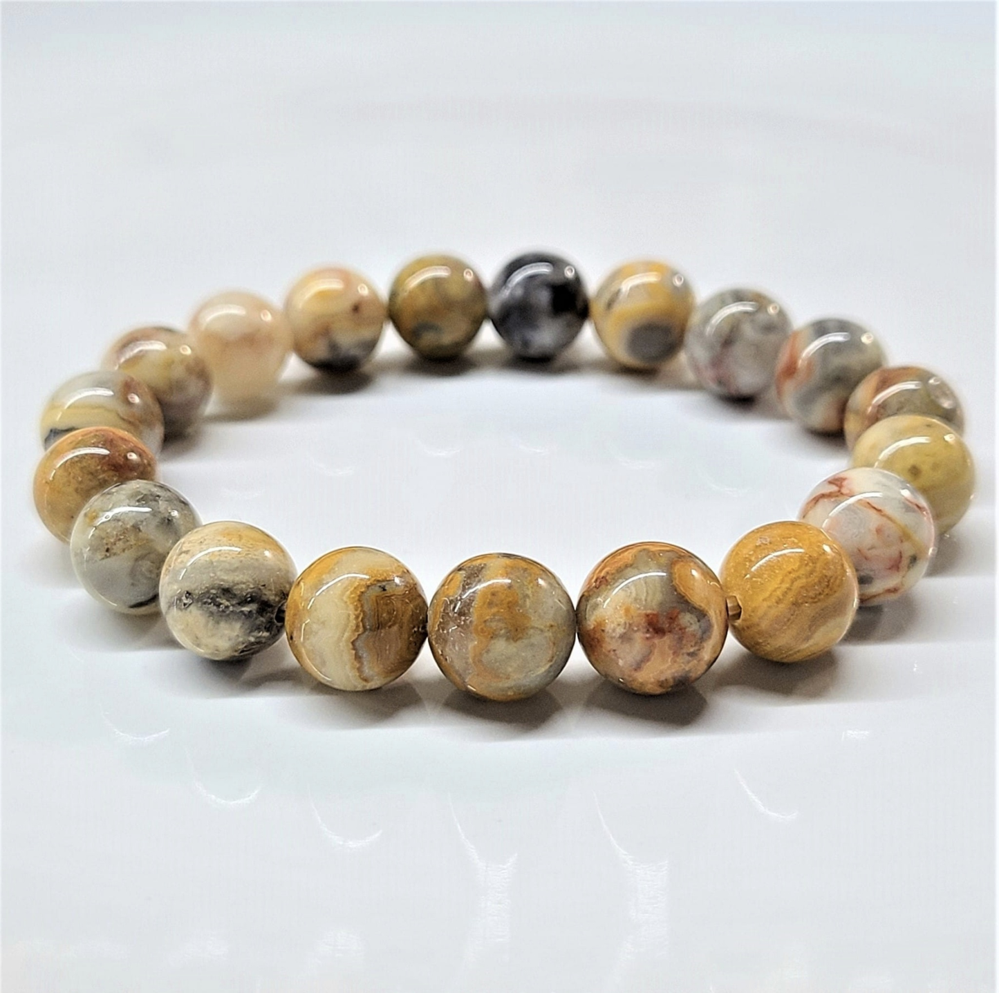 Crazy Lace Agate Round Bead Bracelet - The Laughter Stone