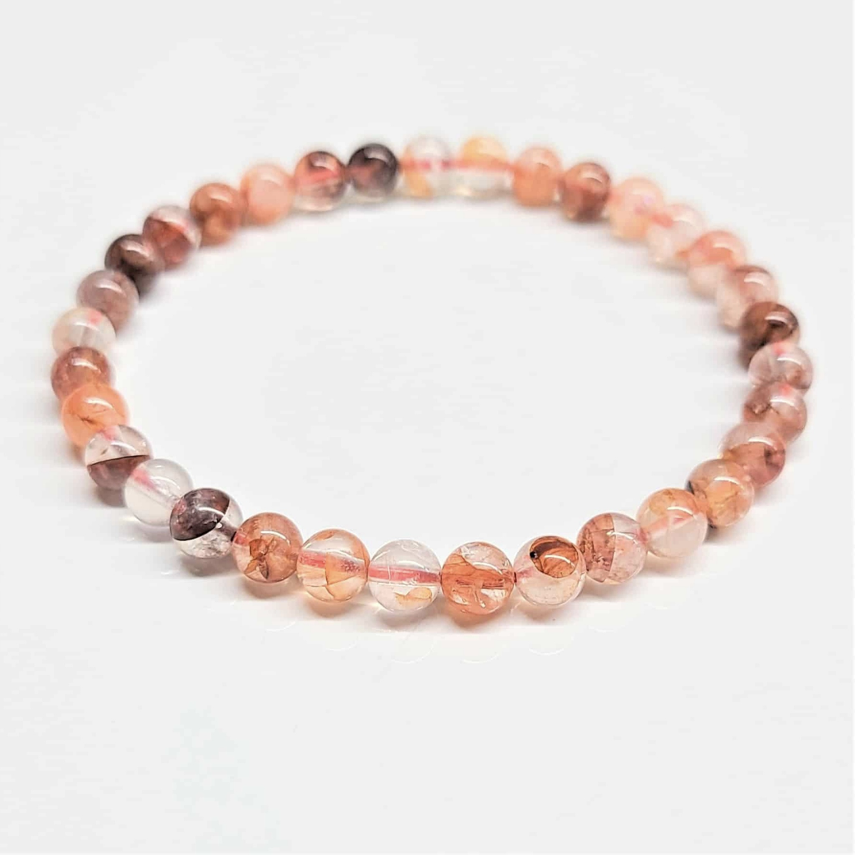 Fire Quartz Round Bead Bracelet - Stone of Vital Energy
