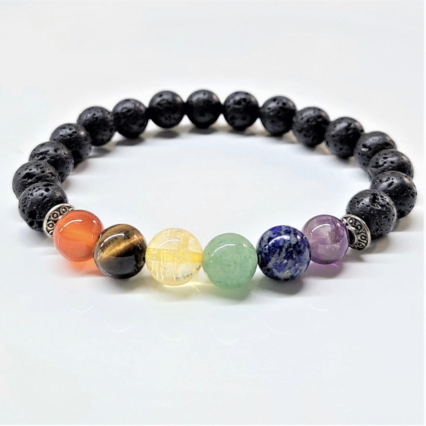 Lava Stone Chakra Round Bead Bracelet 8mm - The Phoenix Stone