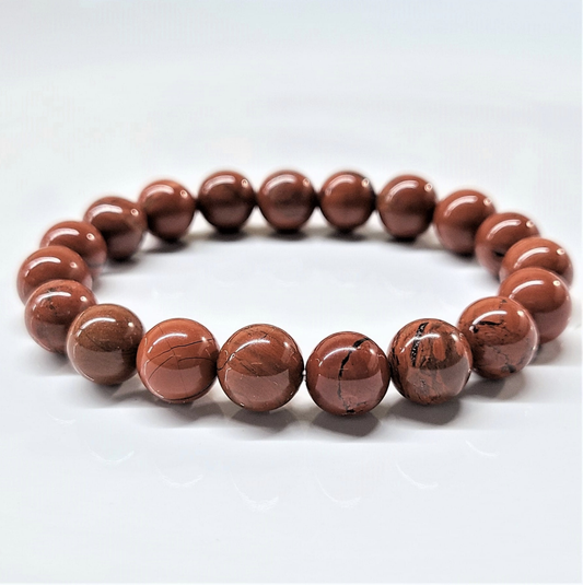 Red Jasper Round Bead Bracelet - The Life Force Energy Stone