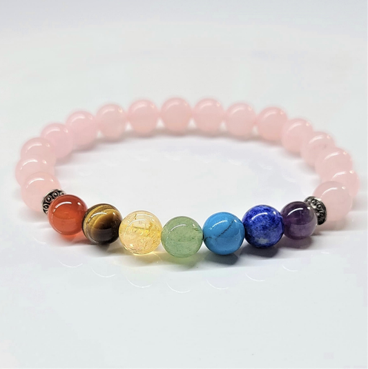 Rose Quartz Chakra Round Bead Bracelet 8mm - The Mother Stone