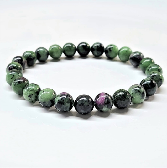 Ruby Zoisite Round Bead Bracelet - The Anti Lazy Stone