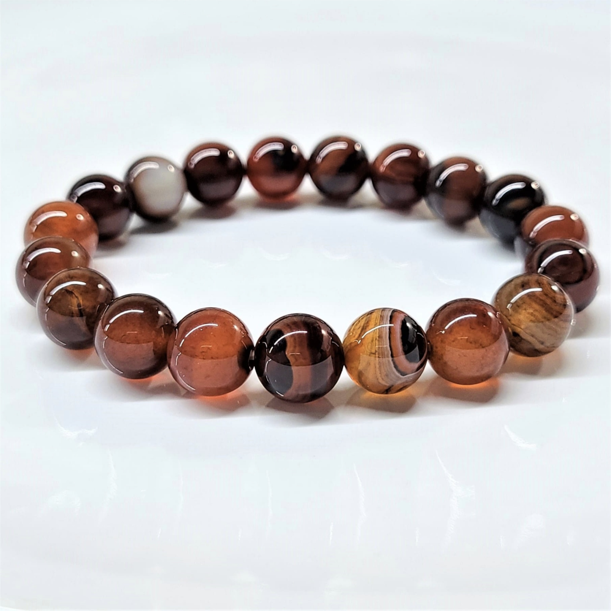 Red Agate Round Bead Bracelet