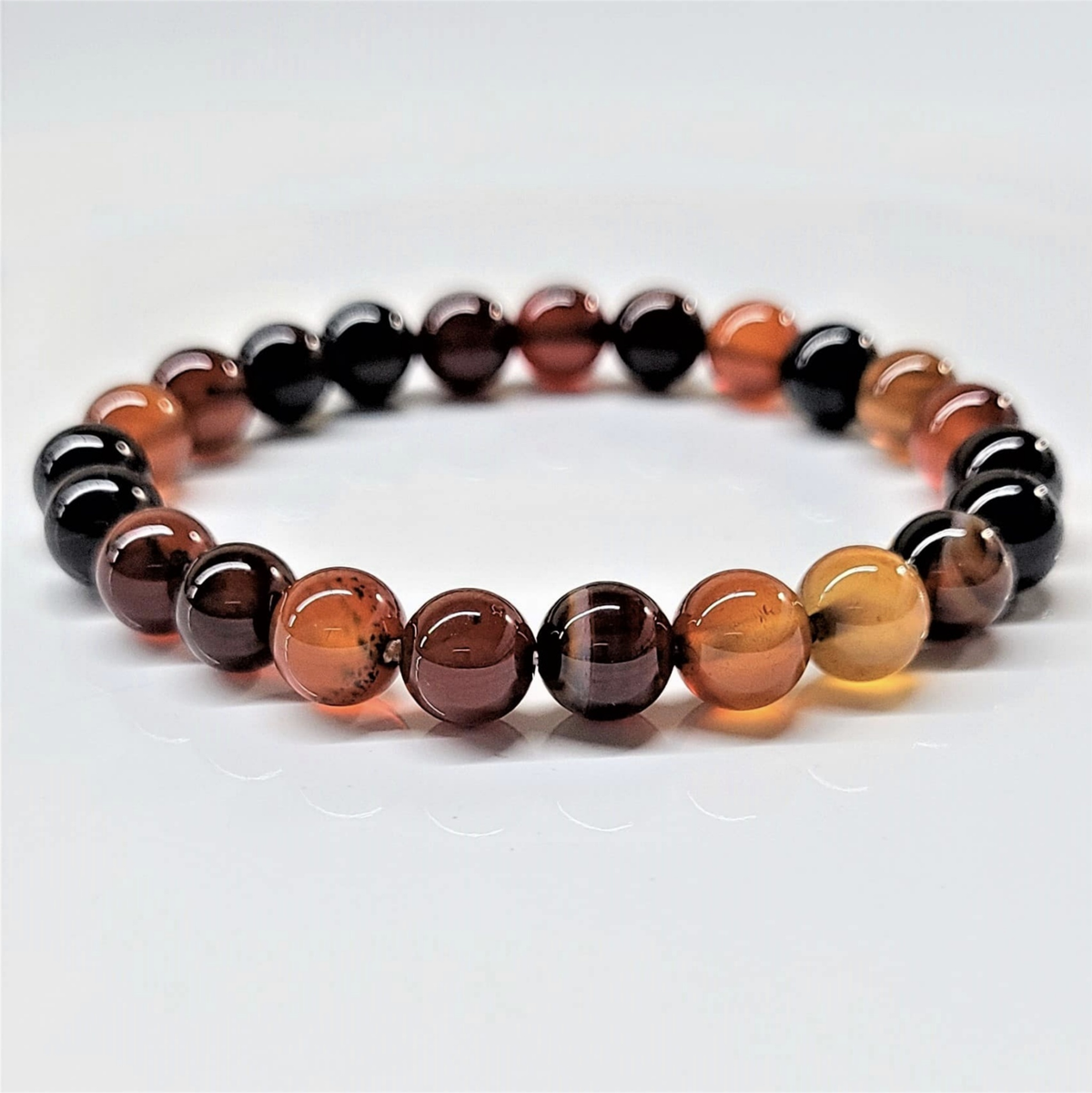 Red Agate Round Bead Bracelet