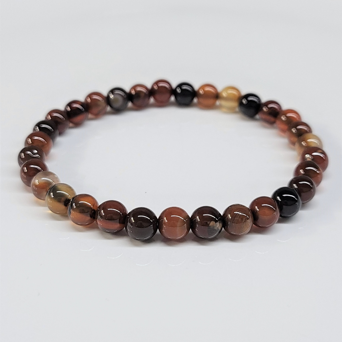 Red Agate Round Bead Bracelet