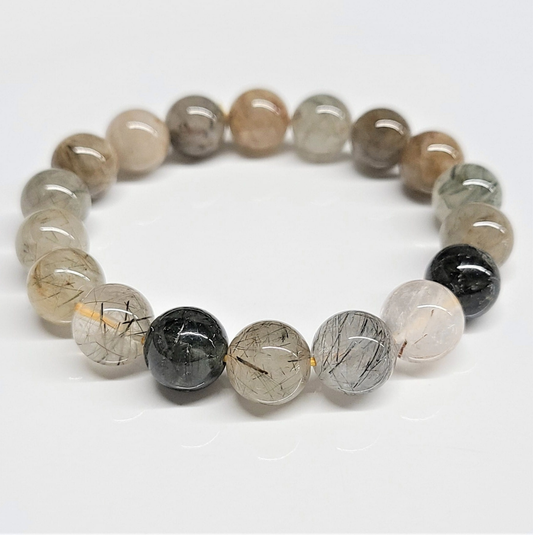 Rutilated Quartz Round Bead Bracelet - Stone of Illumination & Manifestation