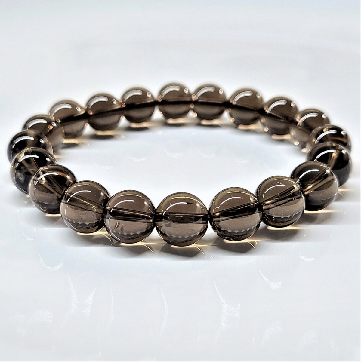 Smoky Quartz Round Bead Bracelet - Stone of Strength & Stability