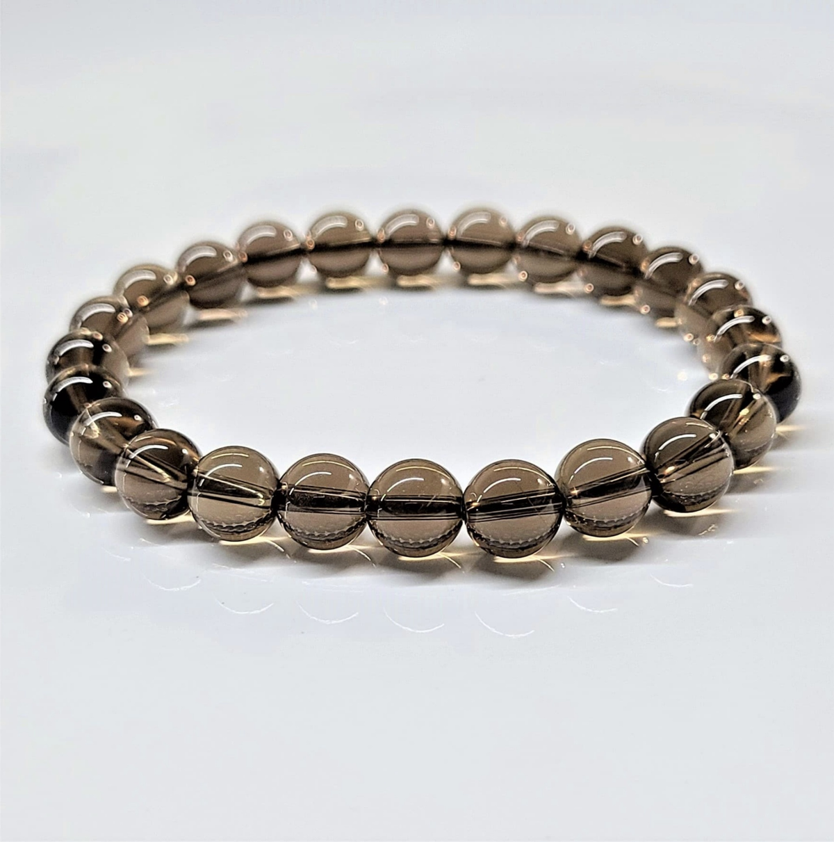 Smoky Quartz Round Bead Bracelet - Stone of Strength & Stability