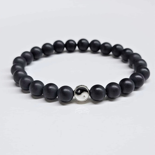 Smooth Lava Yin Yang Round Bead Bracelet 8mm - The Phoenix Bracelet