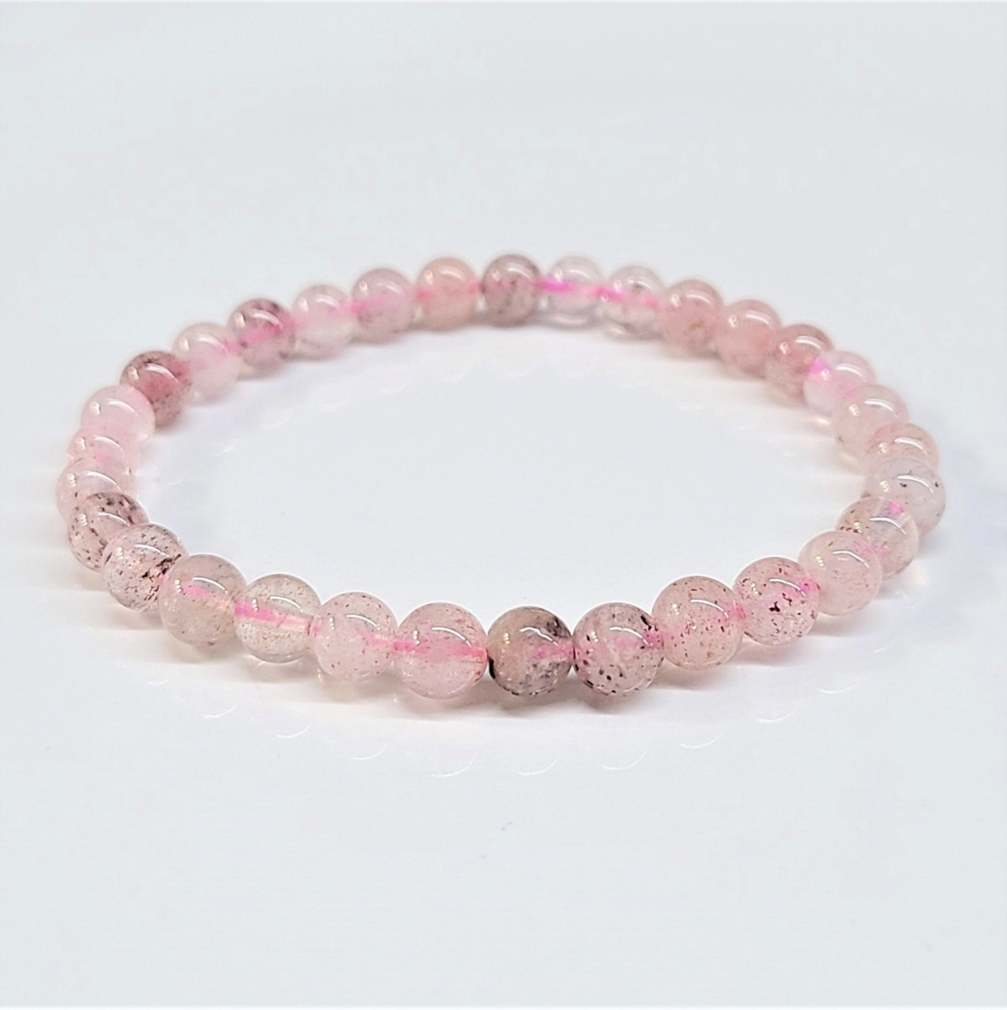 Strawberry Quartz Round Bead Bracelet - Stone of Love & Joyful Blessings