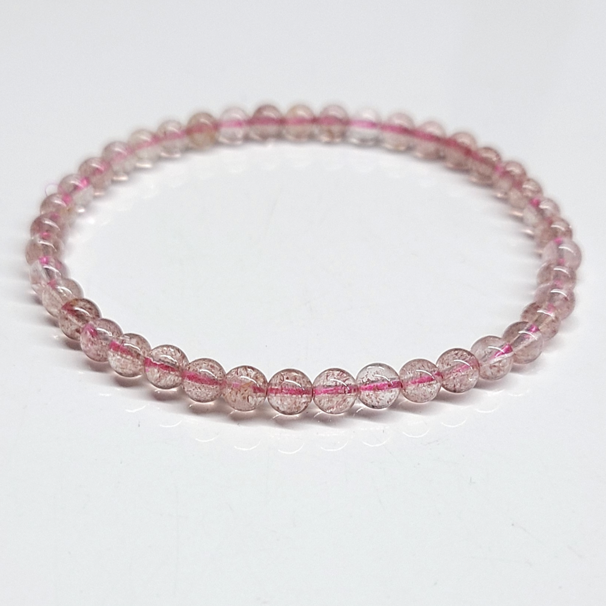 Strawberry Quartz Round Bead Bracelet - Stone of Love & Joyful Blessings
