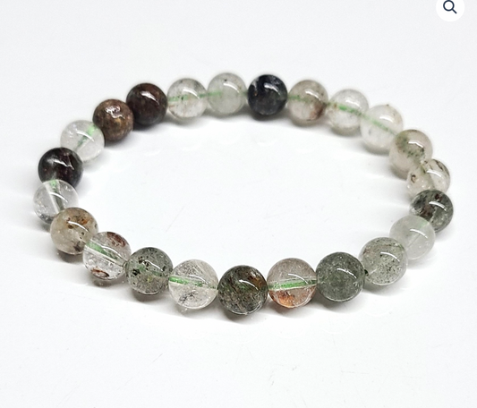 Green Phantom Quartz Round Bead Bracelet 8mm