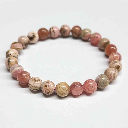 Rhodochrosite Round Bead Bracelet