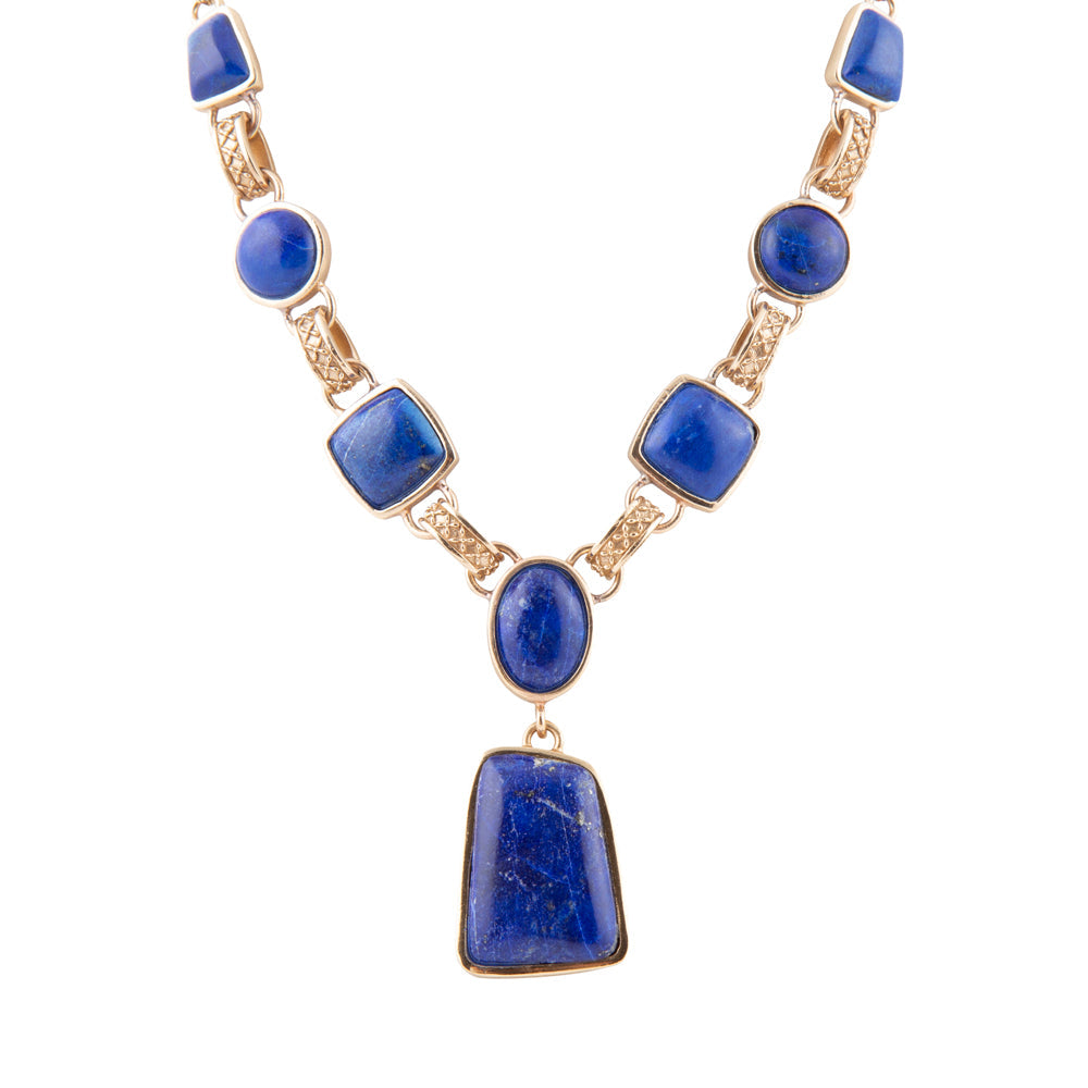 Royal Blue Lapis Golden Pendant Necklace