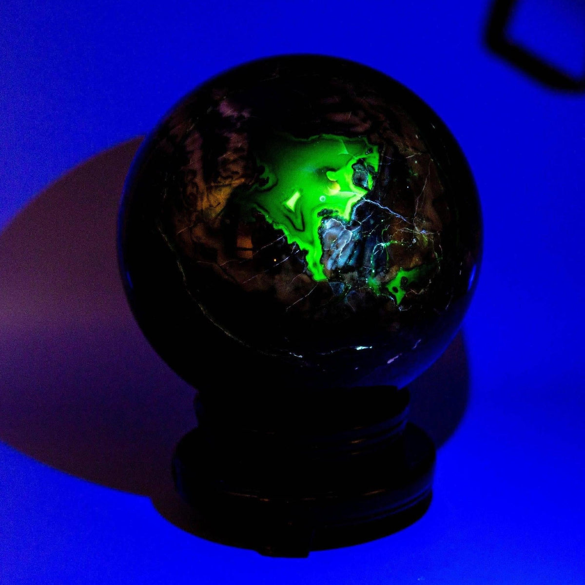 Volcano Agate UV Reactive Crystal Sphere Statement Piece