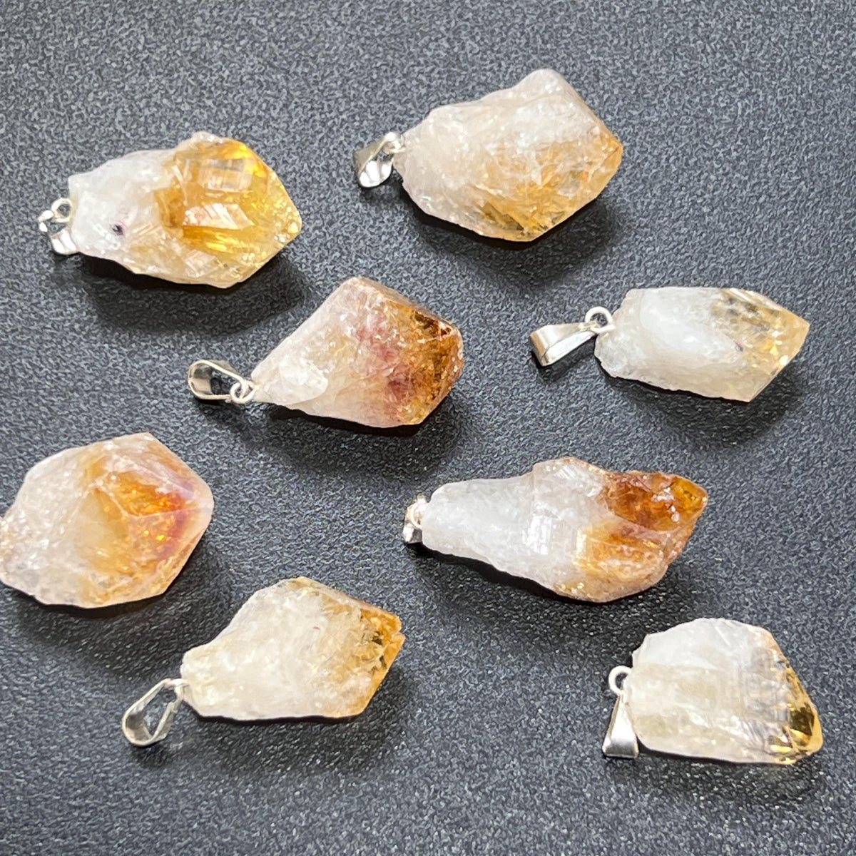 Citrine Crystal Point Pendant (Silver Bail)