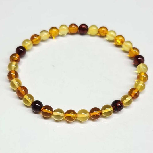 Amber Round Bead Bracelet 6mm - Dissolves Opposition