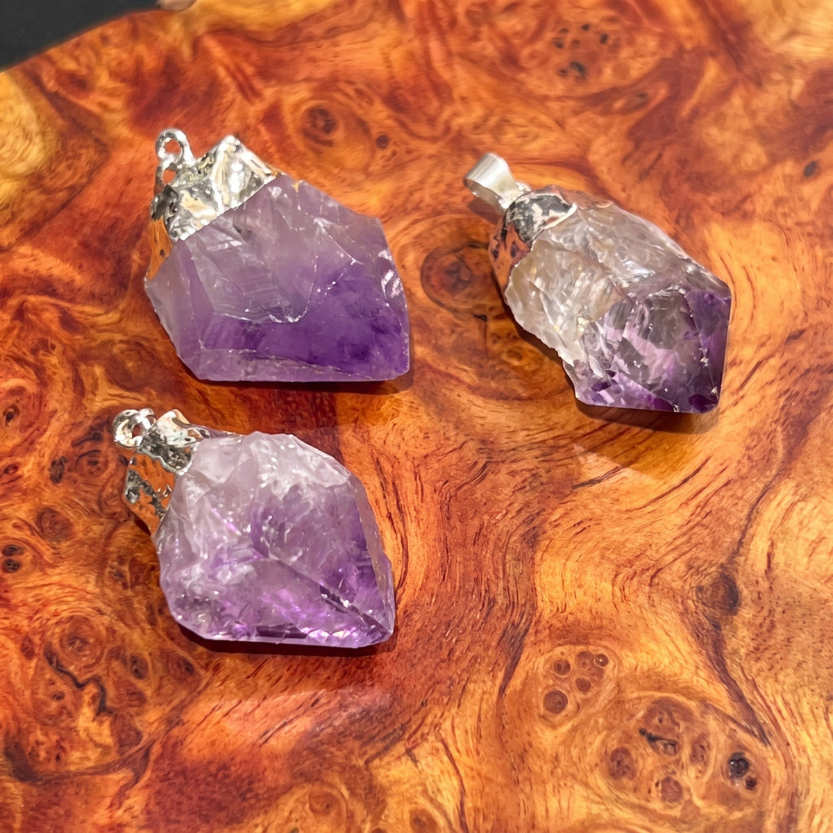 Amethyst Crystal Point Pendant (Silver Plated)