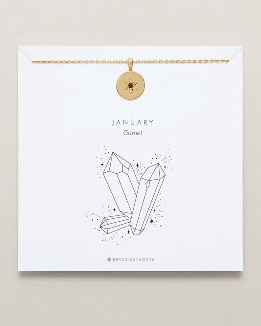 Birthstone Pendant Necklace —  Garnet