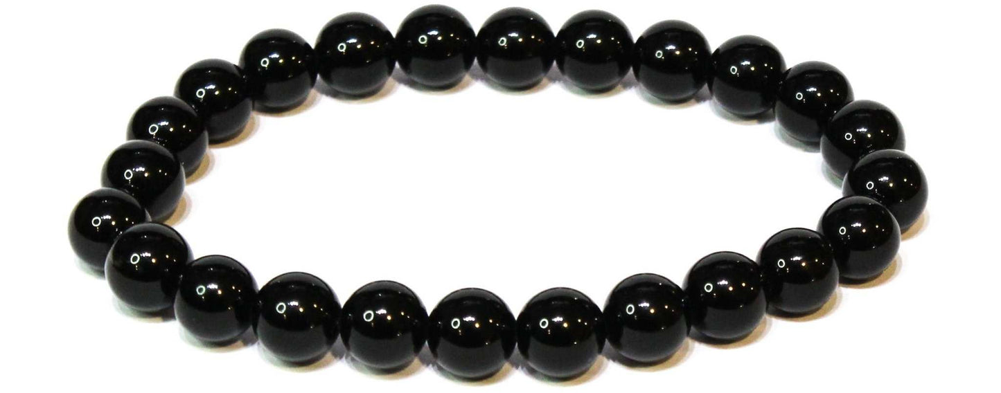 Black Obsidian Round Bead Bracelet