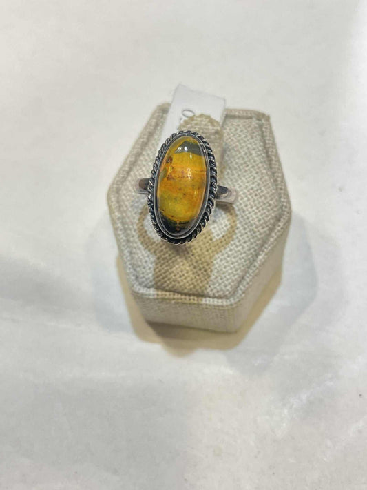 Sterling Silver Bumblebee Jasper Ring Size 9 "Divine Omen"