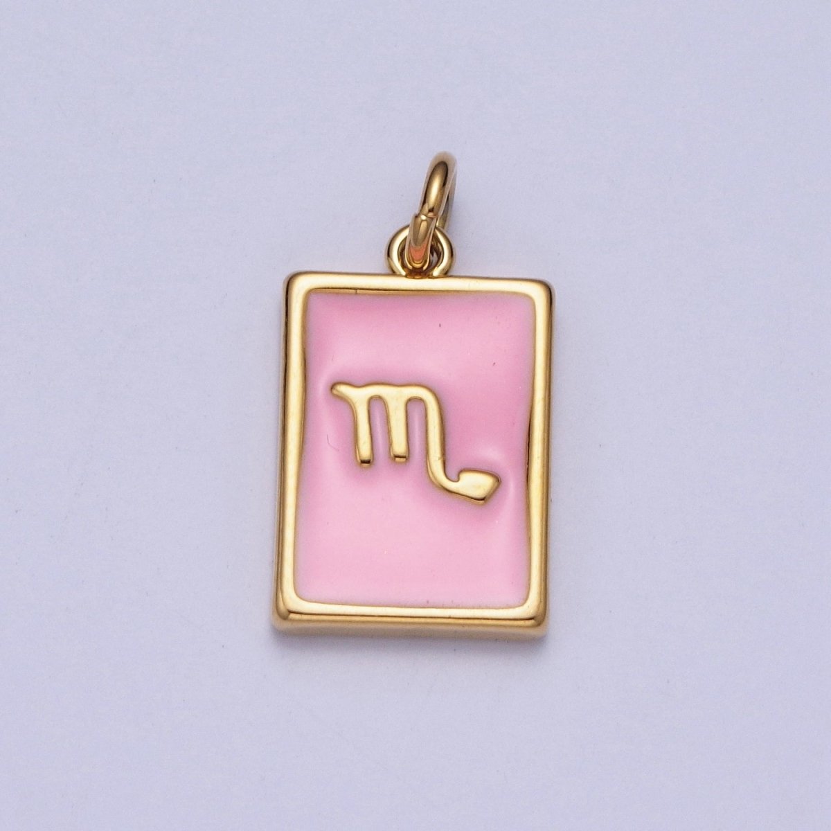 Dainty Pink Enamel Zodiac Charm Mini Tag Astrology Pendant for Bracelet Earring Necklace Y2K Jewelry A-A1469-A-A1474