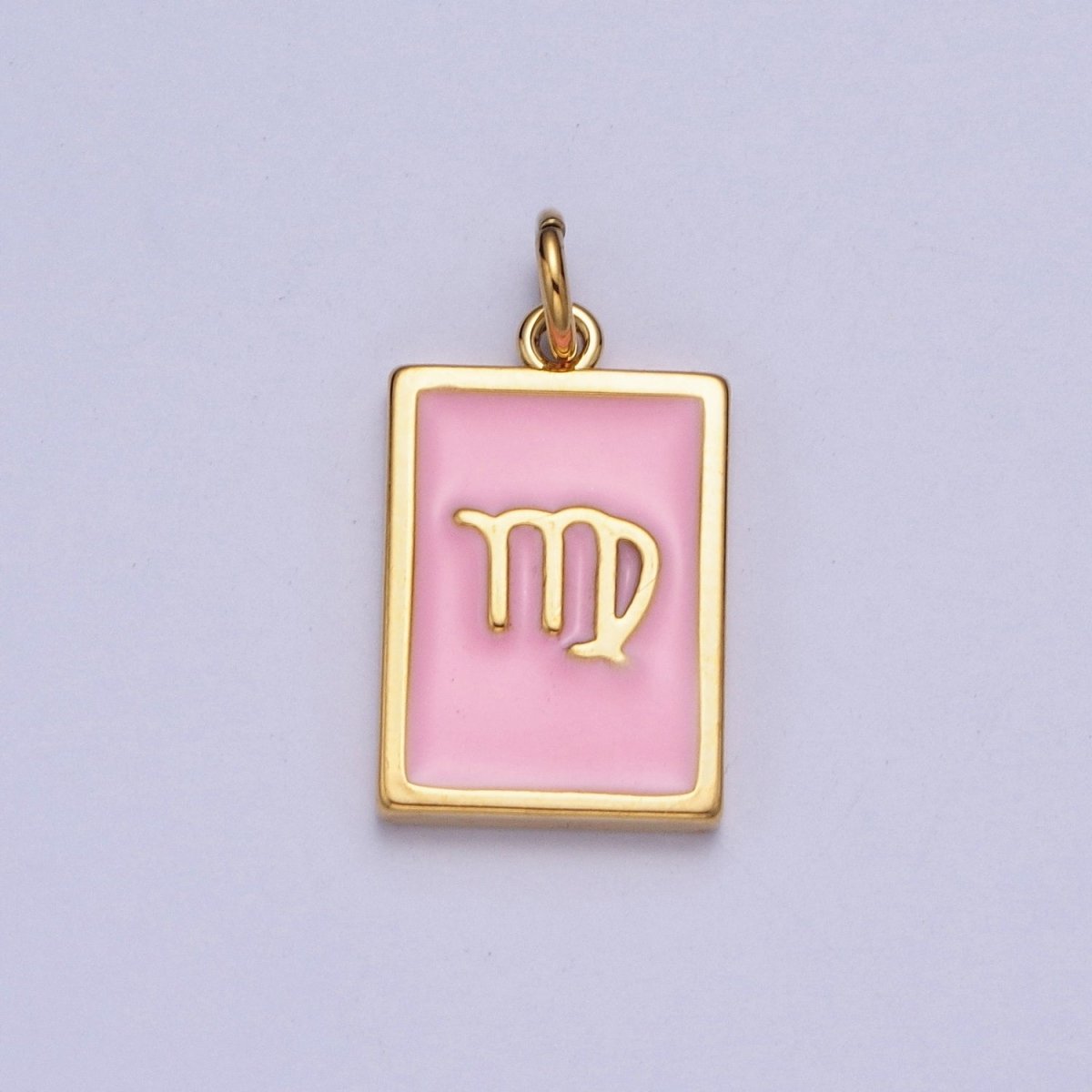 Dainty Pink Enamel Zodiac Charm Mini Tag Astrology Pendant for Bracelet Earring Necklace Y2K Jewelry A-A1469-A-A1474