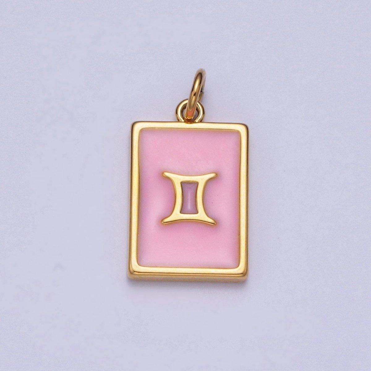 Dainty Pink Enamel Zodiac Charm Mini Tag Astrology Pendant for Bracelet Earring Necklace Y2K Jewelry A-A1469-A-A1474