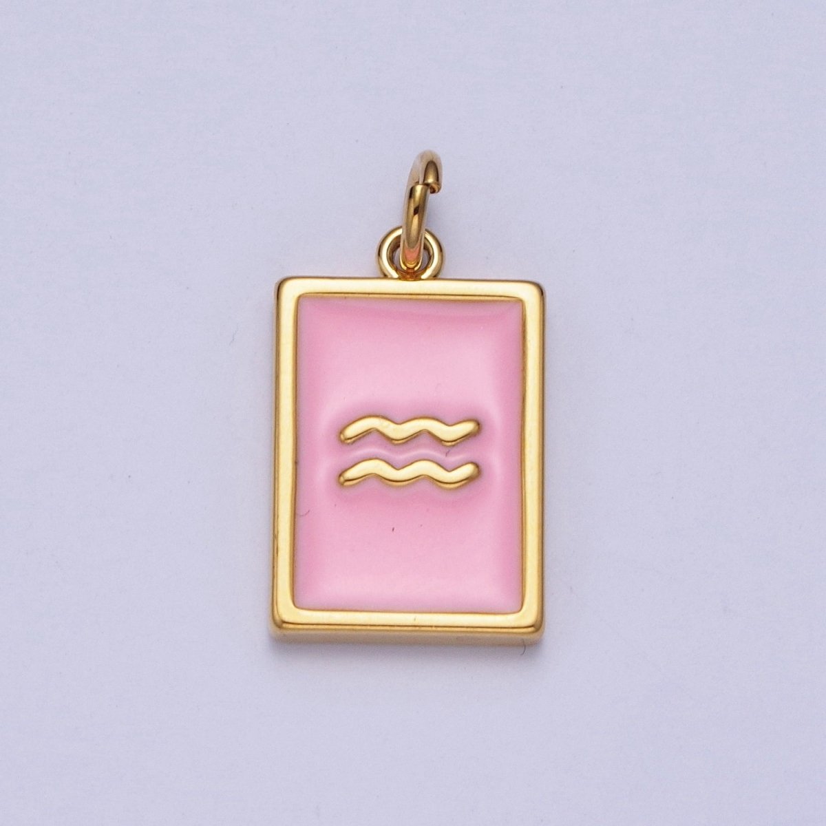 Dainty Pink Enamel Zodiac Charm Mini Tag Astrology Pendant for Bracelet Earring Necklace Y2K Jewelry A-A1469-A-A1474