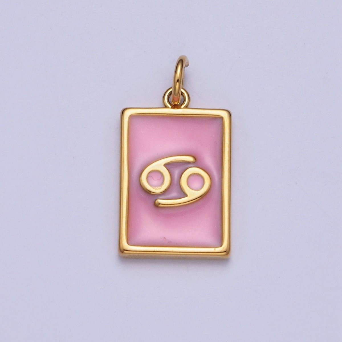 Dainty Pink Enamel Zodiac Charm Mini Tag Astrology Pendant for Bracelet Earring Necklace Y2K Jewelry A-A1469-A-A1474